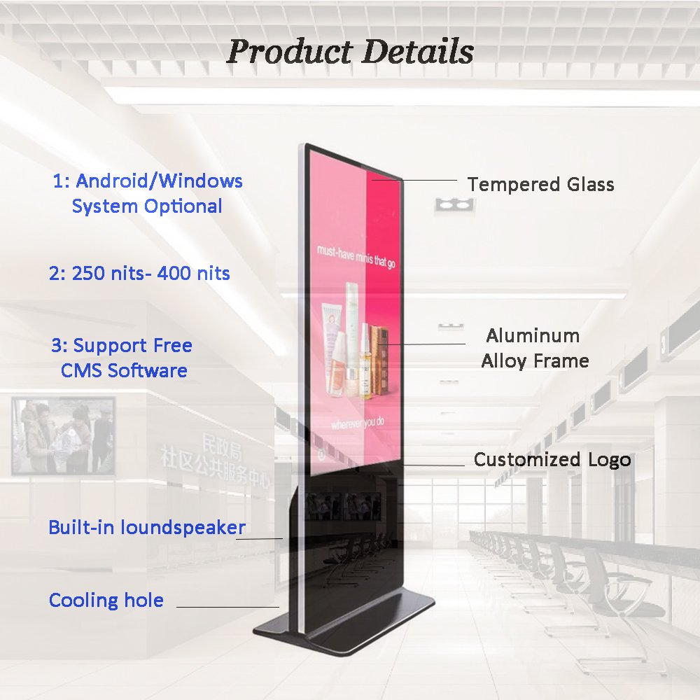 32 Inch Floor Stand All in one LCD totem digital Android Interactive Touch Screen Advertising Display Kiosk