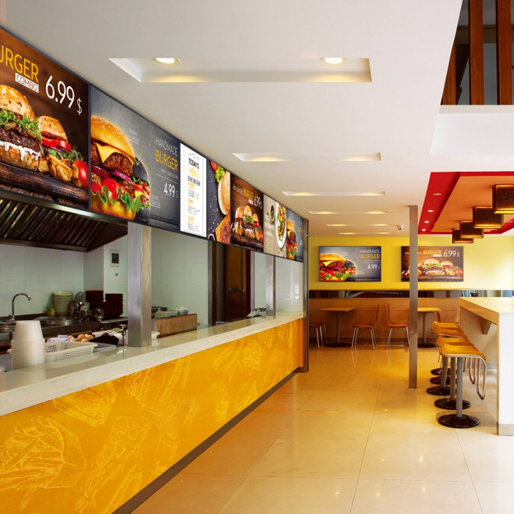 Hanging Wall Mounted Hd Screen Digital Signage Menu Board Lcd Advertising Display For Restaurant Coffee Shop