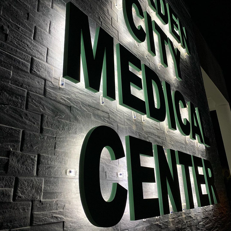 Outdoor Illuminated Back Lit Stainless Steel Advertising Board PC Acrylic 3D Letters LED Illuminated Sign
