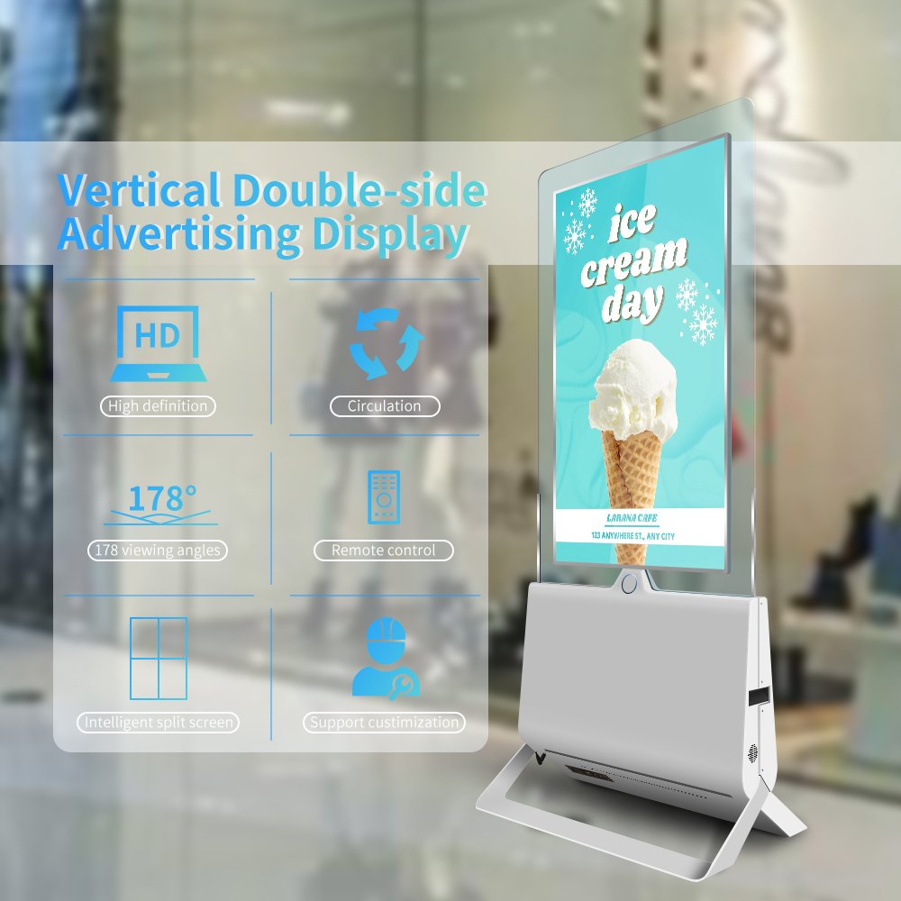 Advertising Player Transparent 43 Inch Mall Kiosk Floor Standing Indoor Advertising Screen Digital Kiosk Dual Screen Lcd Totem