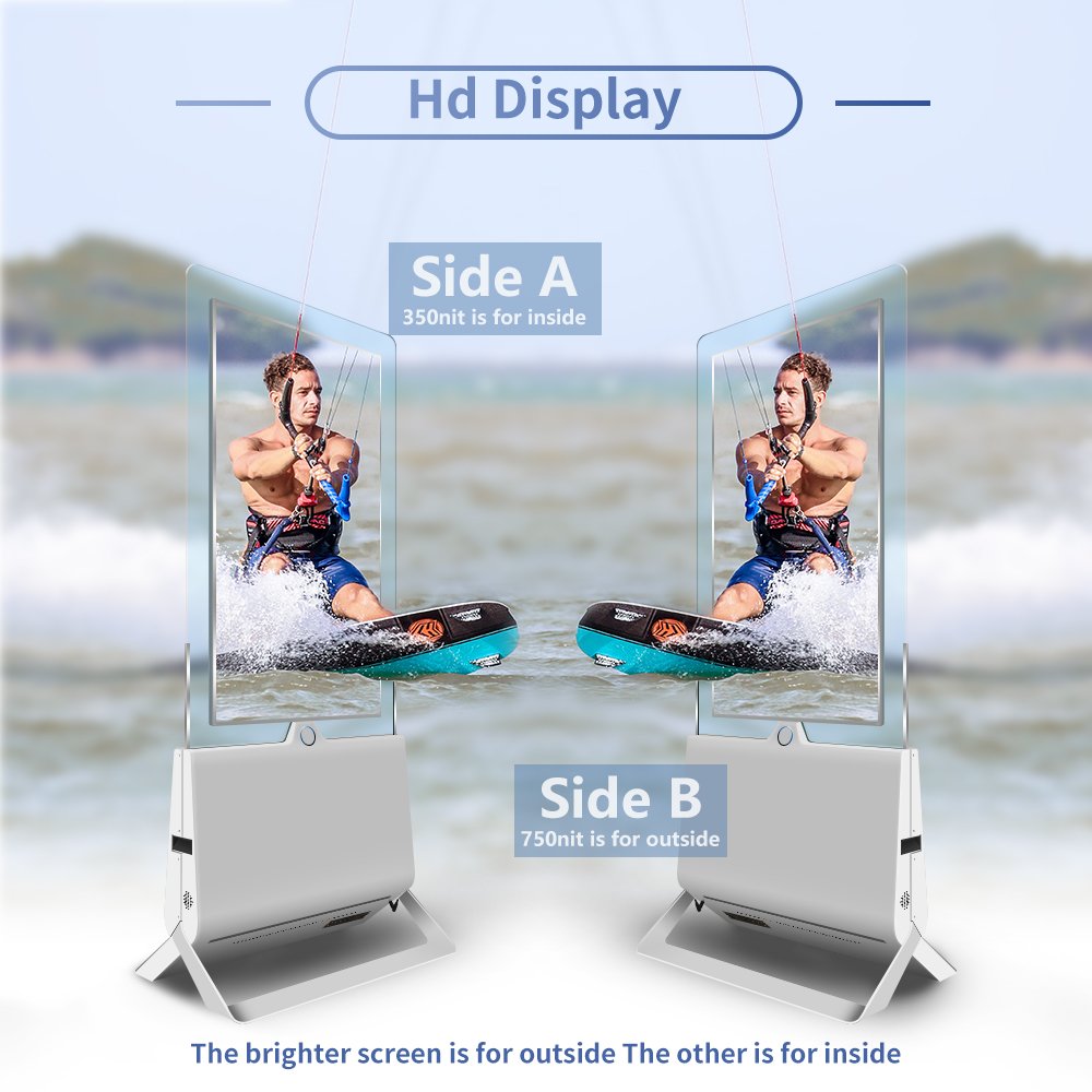 Advertising Player Transparent 43 Inch Mall Kiosk Floor Standing Indoor Advertising Screen Digital Kiosk Dual Screen Lcd Totem
