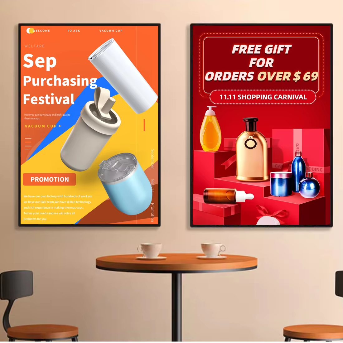 Led Advertising displayer Light Box Aluminum Slim Cinema Poster Menu Board Light Box