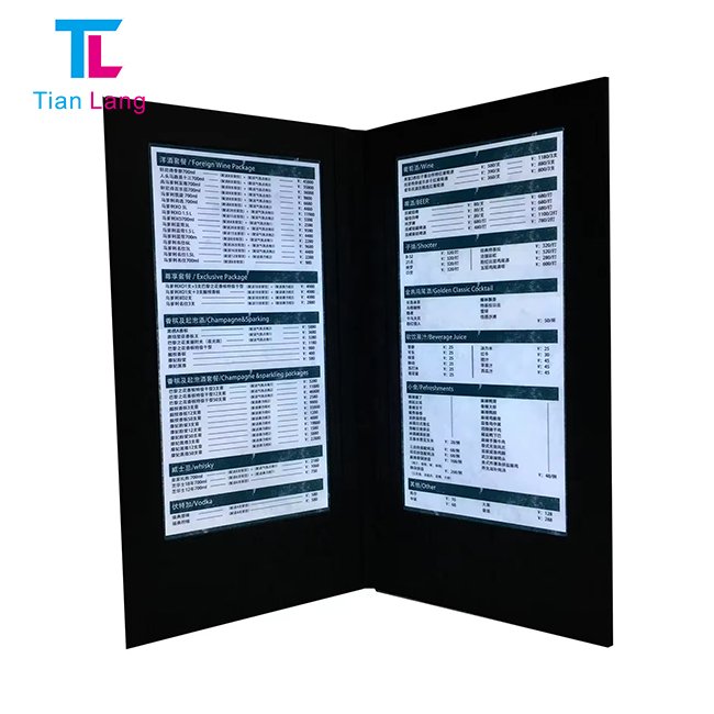 Restaurant menu display led leather menu holder illuminated led menu