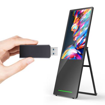 1920*1080 Battery Powered in Store Advertising Board Display Restaurant Mobile Moveable Portable Digital Signage