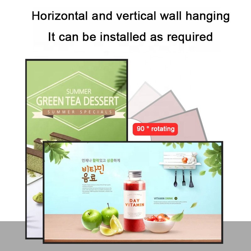 Hanging 32/43/55 Inch Catering Milk Tea Shop Narrow Side Wall-mounted HD LCD Screen Network Digital Signage advertising Display