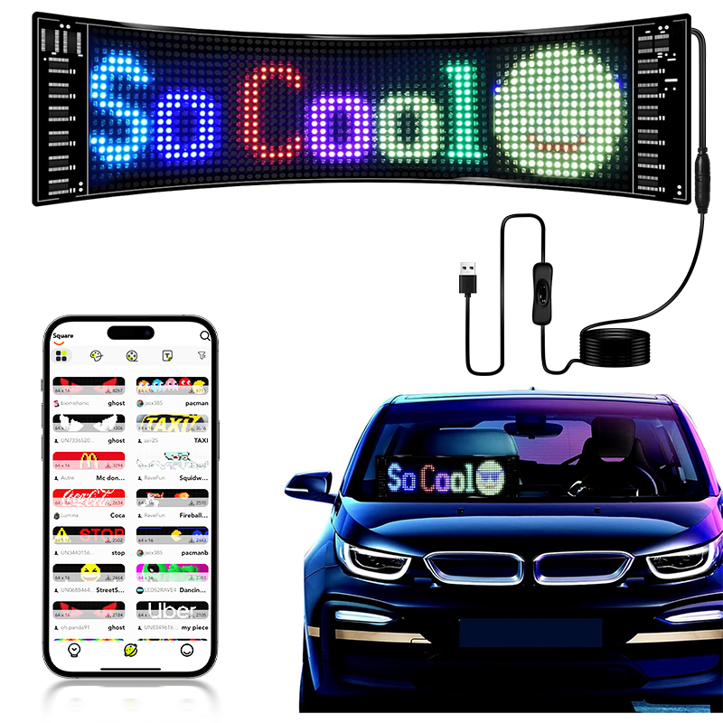App Control Flexible LED Sign Board Customize LED Sign Display Waterproof Programmable LED Screen Light Car Panel for Car
