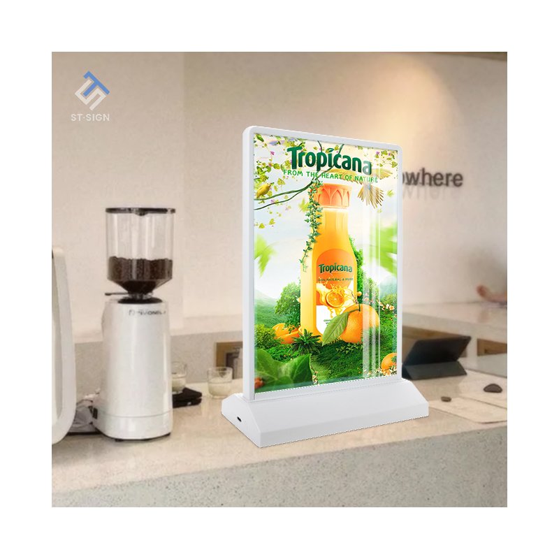 A4/A5 Rechargeable Desktop Light Box Rectangle-shaped Advertising and Menu Board with Battery for Table Use