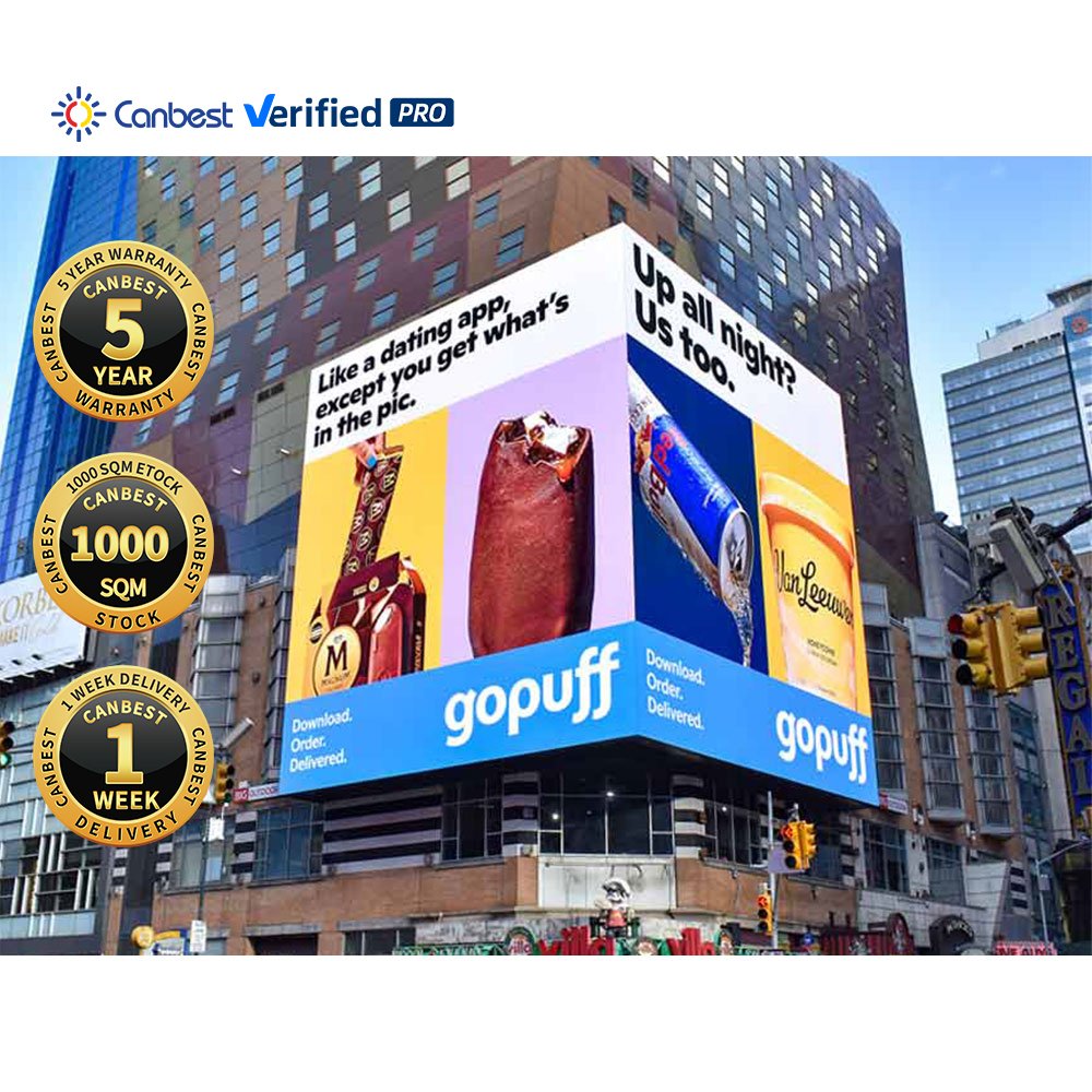 Outdoor 90 Degree Building Curved Corner Seamless Right Angle Advertising Led Screen Display Billboard Sign Board For Rooftop