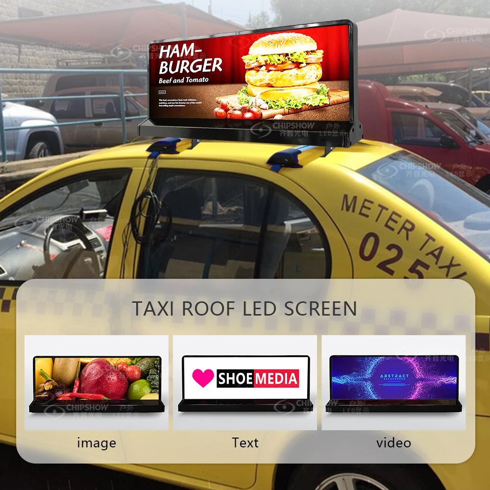 Bluetooth Car Display Led Sign 4G Advertising Taxi Lcd Screen Taxi Top Moving Led Display Digital Taxi Rooftop Advertising Board