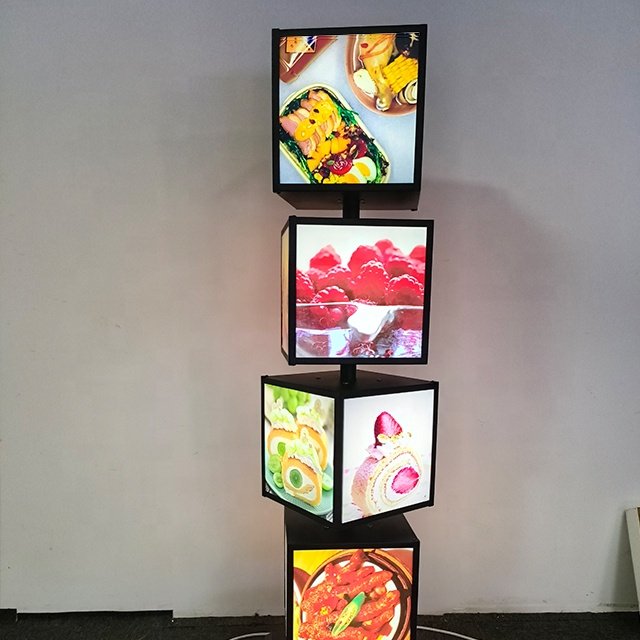 Outdoor Rotating Board Square Acrylic Light Up Sign Led Menu Light Box Poster Frame Front Lit Led Advertising Light Boxes