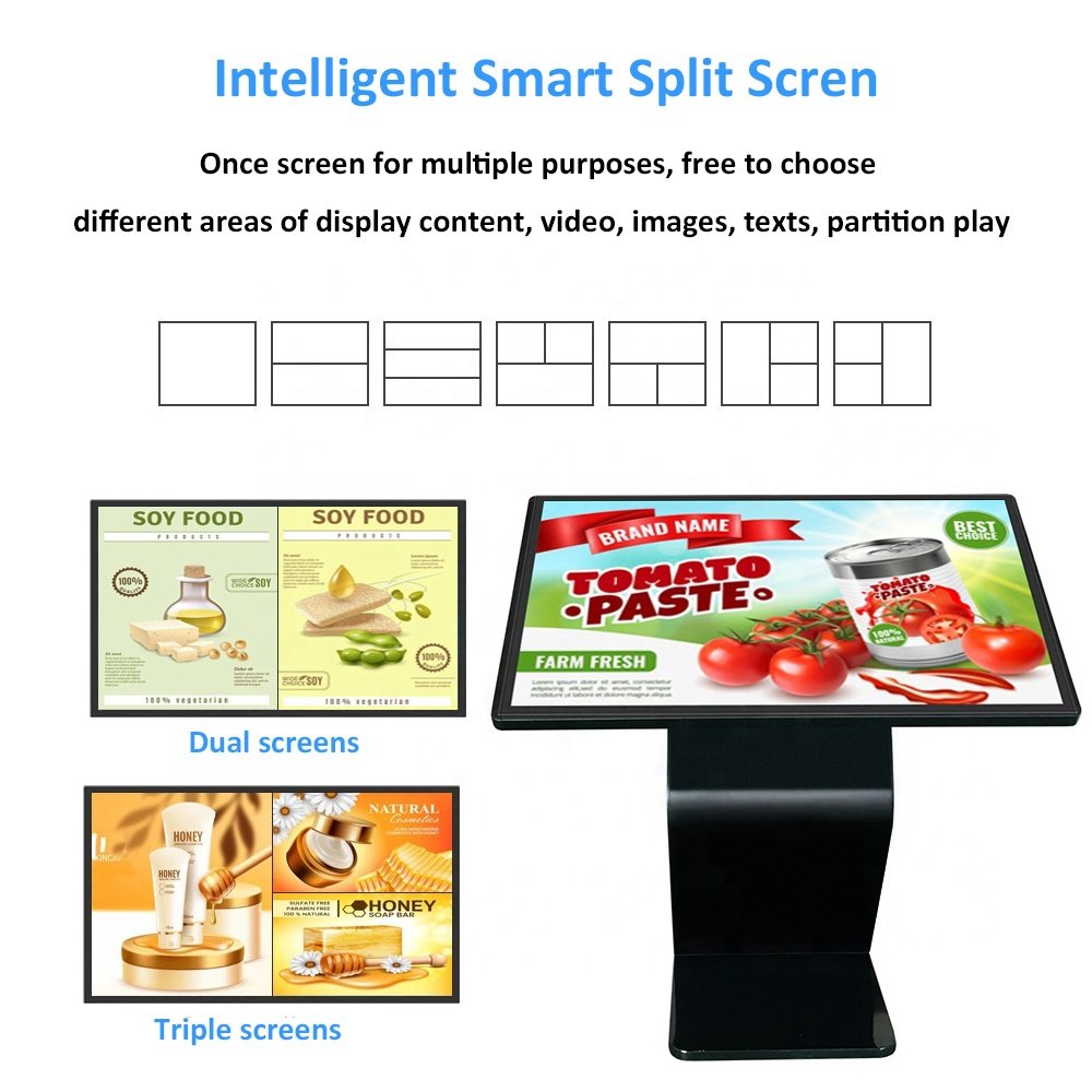 65 Inch Advertising All in one PC Horizontal LCD Digital Advertising Display Smart touch screen Kiosk menu board