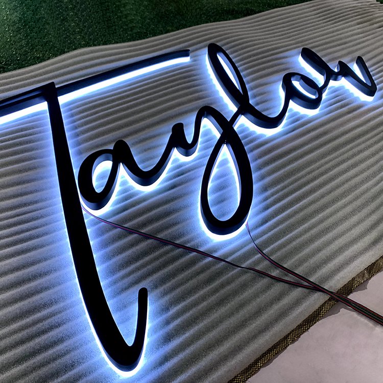 Best sell 3d brush stainless steel led logo letter lighting up sign backlit letter light 3d sign custom led sign for business