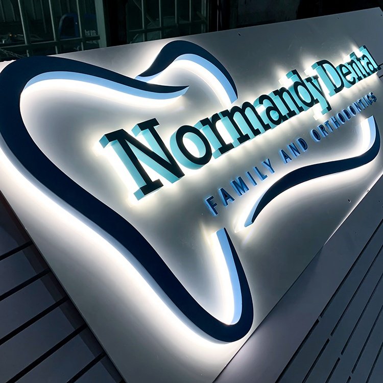 Best sell 3d brush stainless steel led logo letter lighting up sign backlit letter light 3d sign custom led sign for business