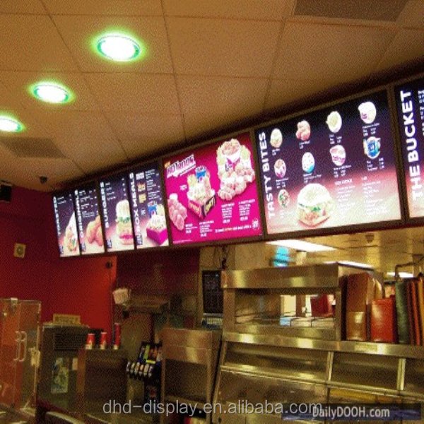 Fast Food Restaurant Advertising Snap Open Aluminum LED Menu board Light Box