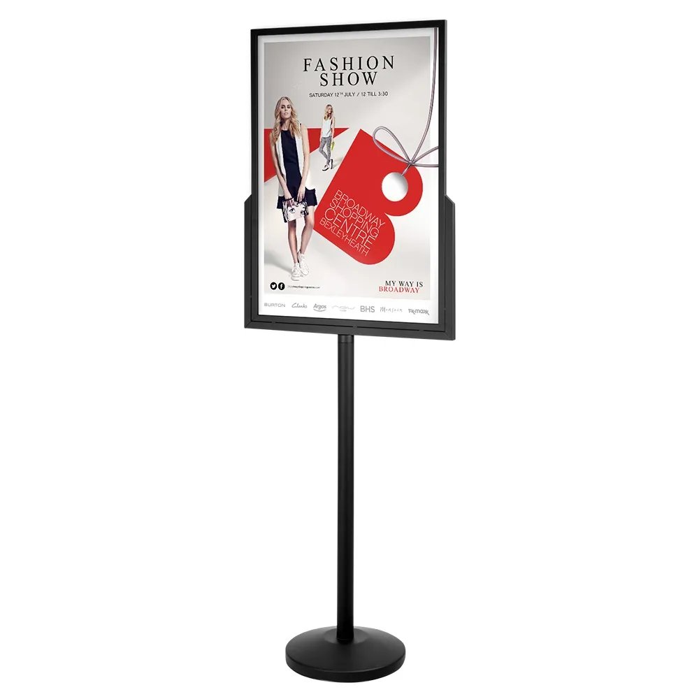 High Quality Poster Display Floor Stand Black Iron Poster Board Advertising Board Easy To Change Posters For Advertising