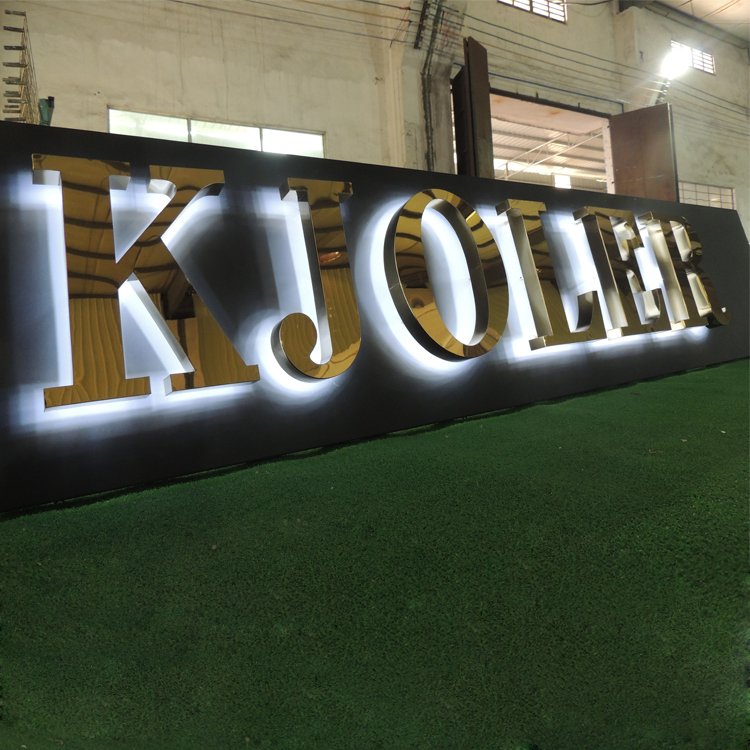 Mirror sliver gold stainless steel led light sign for adversting led letter logo outdoor 3d custom led sign for business signage