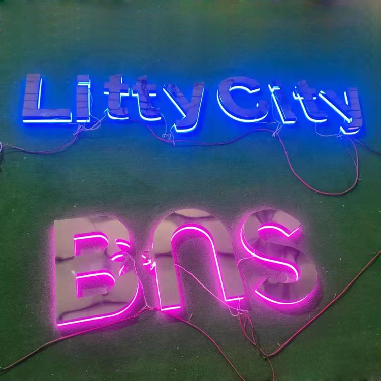 Mirror sliver gold stainless steel led light sign for adversting led letter logo outdoor 3d custom led sign for business signage
