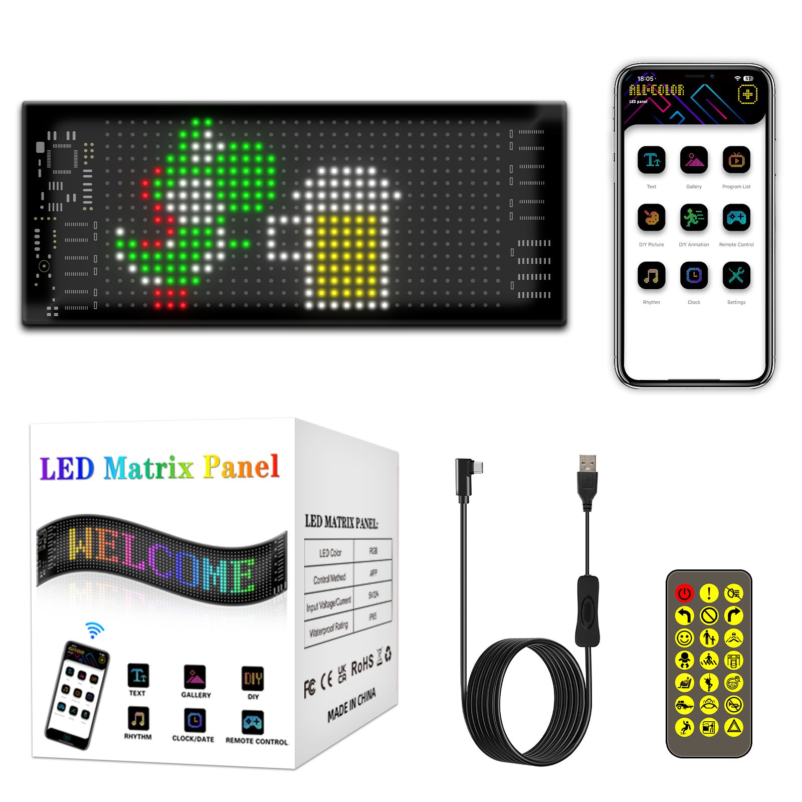 Flexible LED Panel scrolling LED Sign Board Full Color Matrix Module Screen Car Advertising Running LED Display