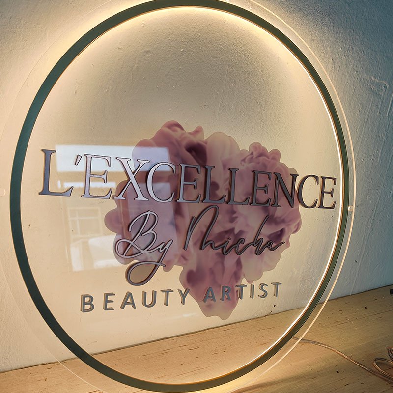 Face Spa Beauty Salon Shop Custom Wall Mounted Led Round Shape Neon Sign Logo Light Store Advertising Acrylic Sign Board