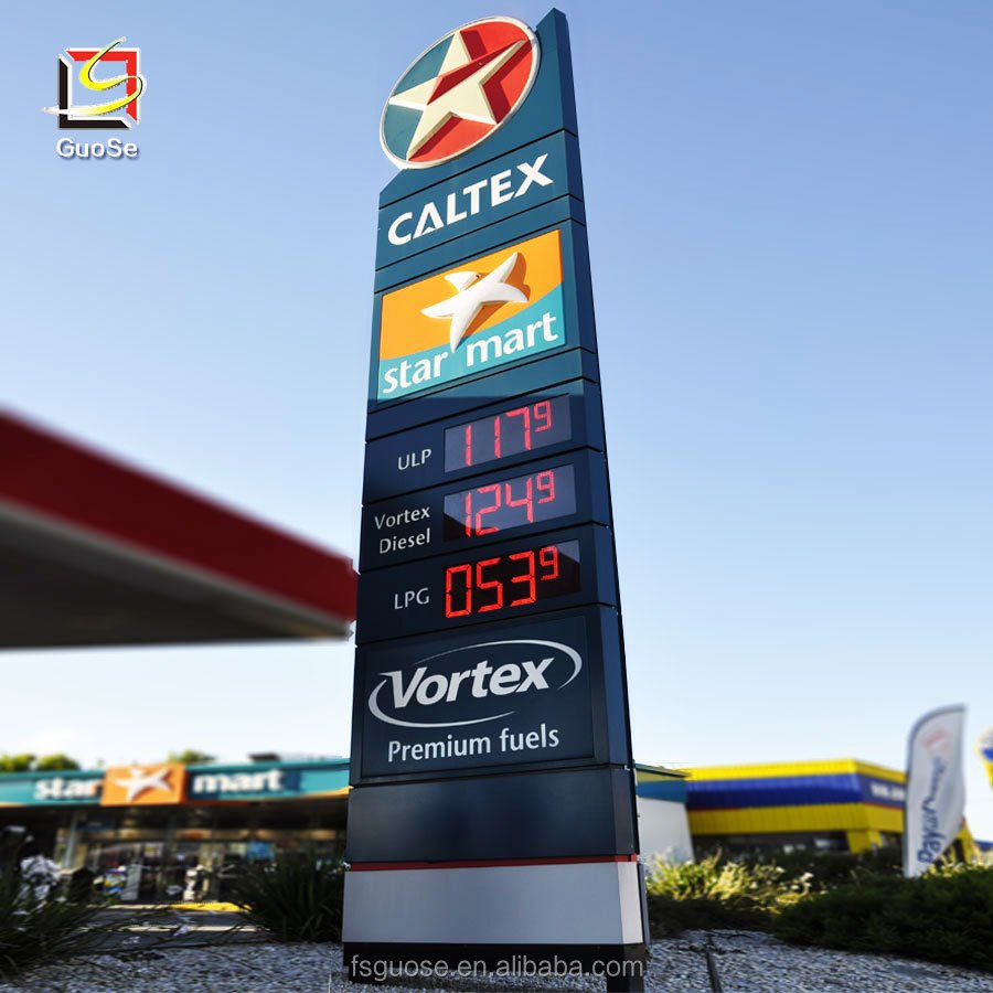 Caltex petrol station pylon sign board manufacturer in China
