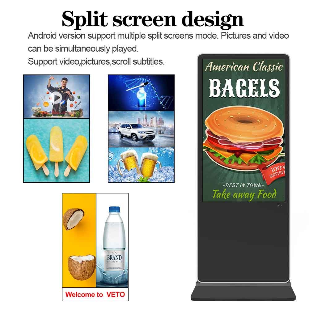 VETO LCD Floor Standing 32-86 Inch Android Video LCD Advertising Player Equipment Indoor Totem Digital Touch Signage Display