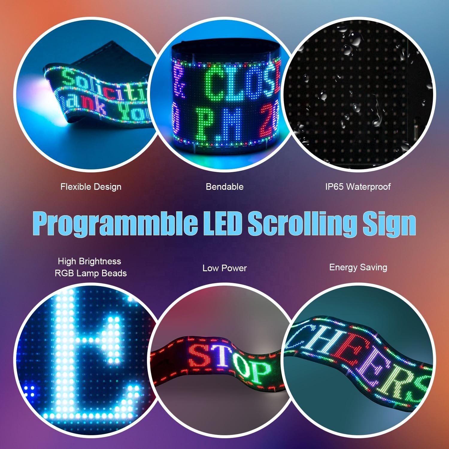 App Control LED Sign Board Flexible USB Programmable Custom Scrolling Message Car Signs Digital Display Led Matrix Panel