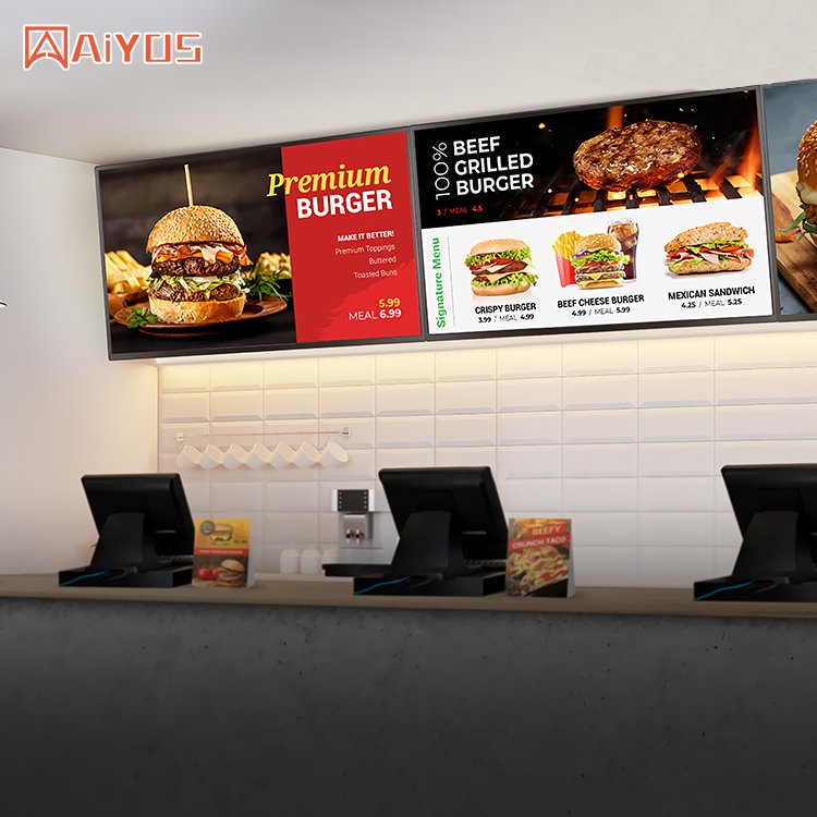 LCD WiFi Advertising Touchscreen Shop LCD Electronic menu display digital signage 32/43/49/55 inch