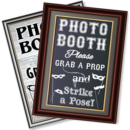 16" L x 12" W 2-Sided Photo Booth Props Sign for Any Wedding, Party or Event