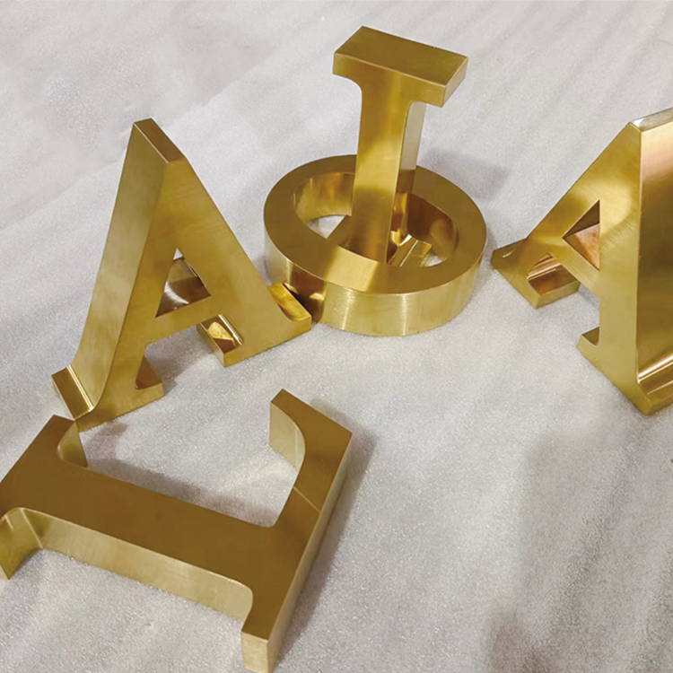 Metal letters 3d logo sign custom gold stainless steel letters business sign 3d letters led sign signage for business