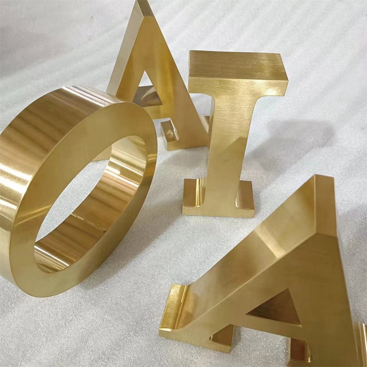 Metal letters 3d logo sign custom gold stainless steel letters business sign 3d letters led sign signage for business
