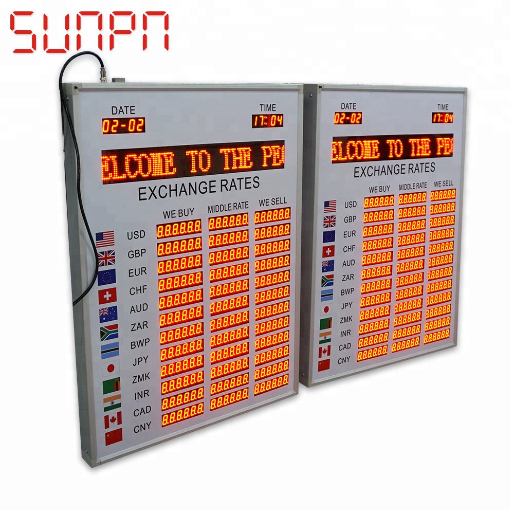 Congo led bank exchange sign \ led currency exchange panel \ led exchange rate display for indoor advertisements