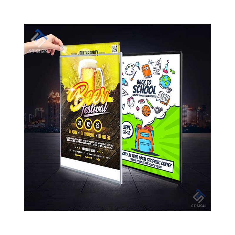 Custom Rectangle Shape Acrylic A1/A2/A3/A4 LED Menu Board Advertising Light Boxes with Tempered Glass