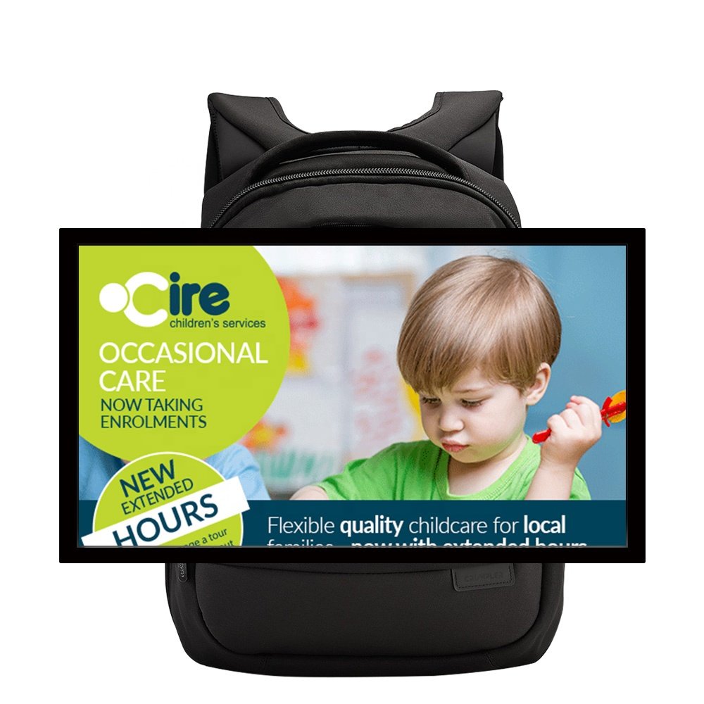 Outdoor Walking Billboard Backpack AD LCD Advertising Player Mobile Digital Signage and Displays Machine Bag Android TV Board
