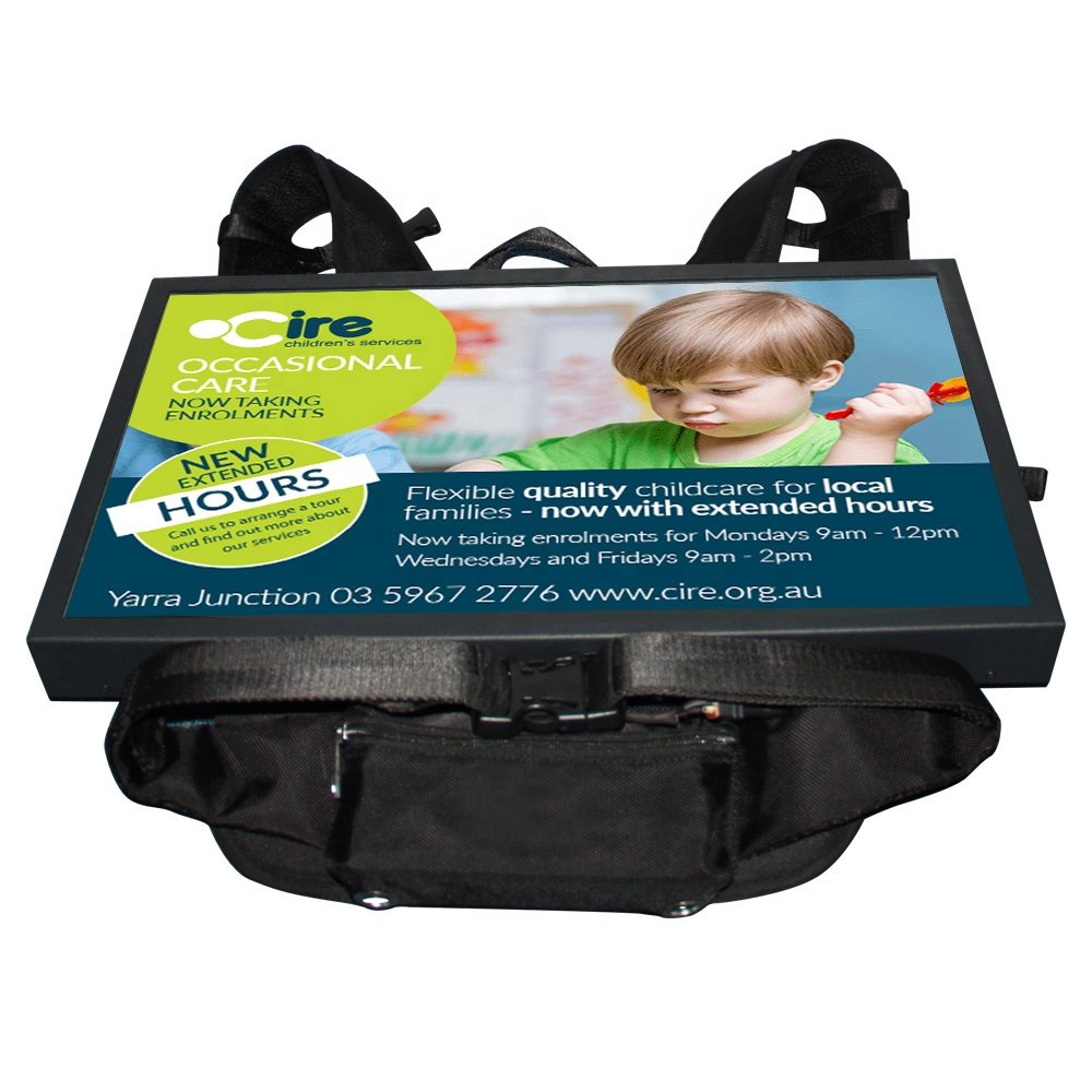 Outdoor Walking Billboard Backpack AD LCD Advertising Player Mobile Digital Signage and Displays Machine Bag Android TV Board
