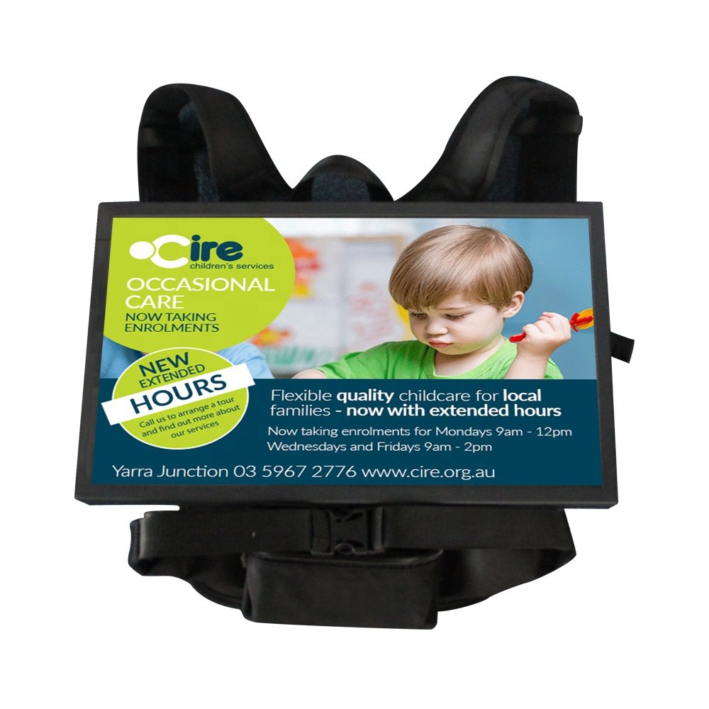 Outdoor Walking Billboard Backpack AD LCD Advertising Player Mobile Digital Signage and Displays Machine Bag Android TV Board