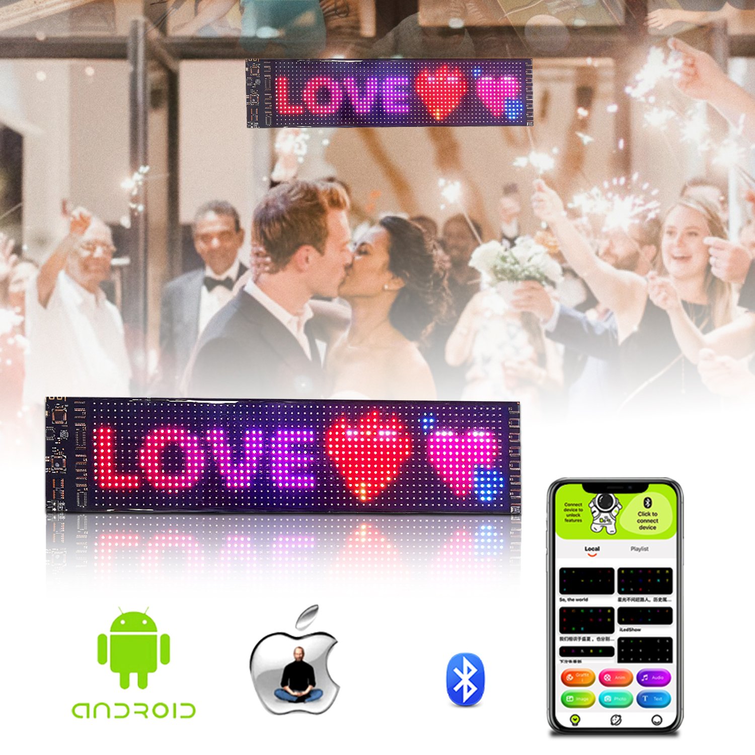 Programmable LED Car Sign Board Bendable LED Scrolling Message Strip APP Edit Flexible LED Display for Car Shop Store