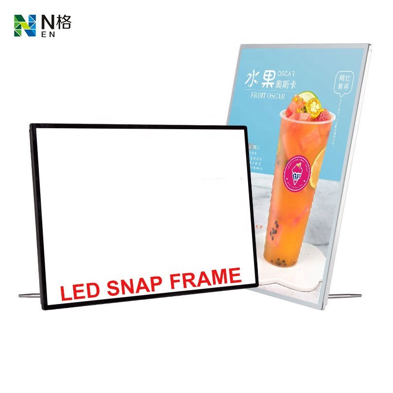 Ultra-Thin Toughened Glass LED Slim Lightbox for Indoor Advertising Aluminum Profile Snap Frame with LED Lights