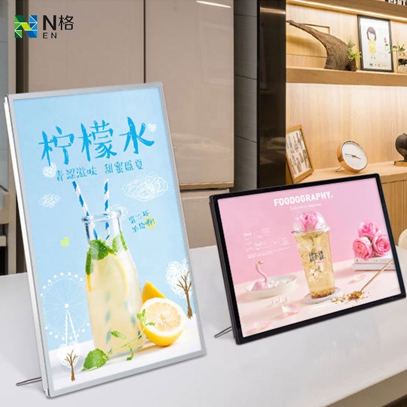 Ultra-Thin Toughened Glass LED Slim Lightbox for Indoor Advertising Aluminum Profile Snap Frame with LED Lights
