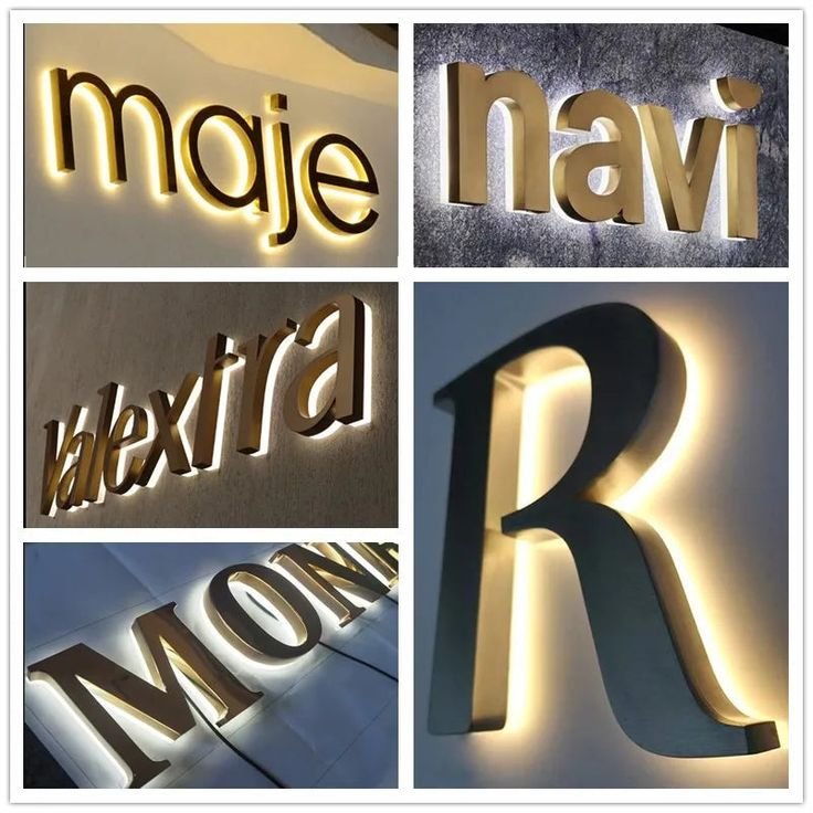 Business Logo Led Advertising Letters Sign Custom 3D Led Letters Business Metal Acrylic Store Front Sign LED Backlit Letters