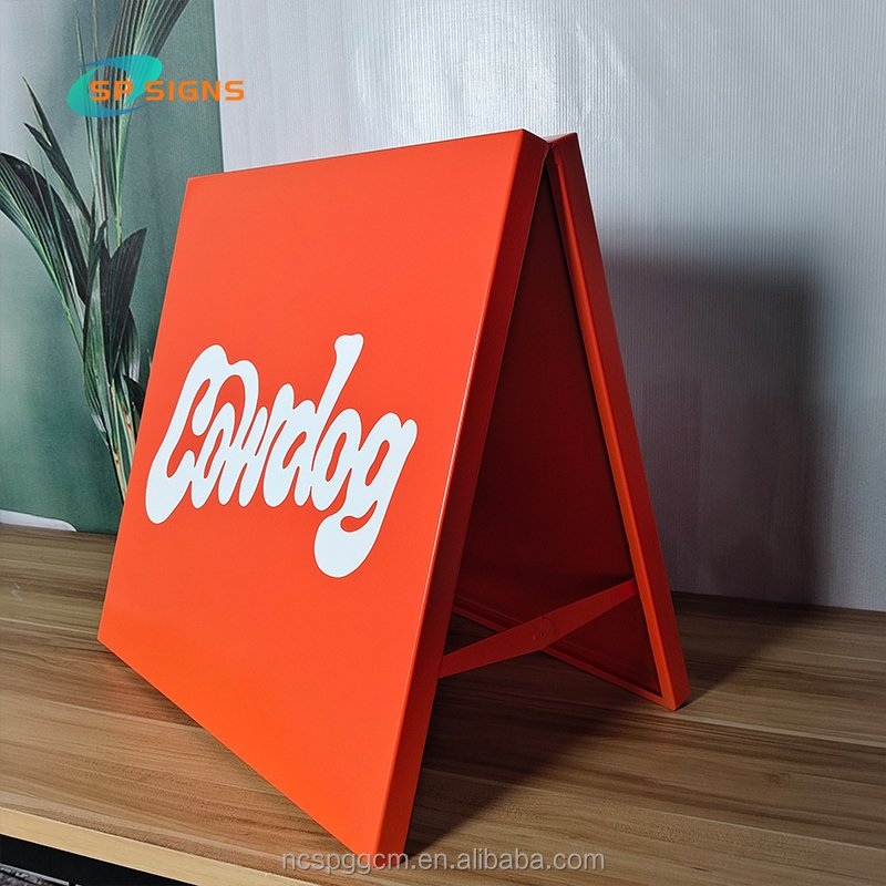 SP Customized A frame Shape Stainless Steel business outdoor sign Stand Up Advertising Board Commercial Double Sided Metal Board