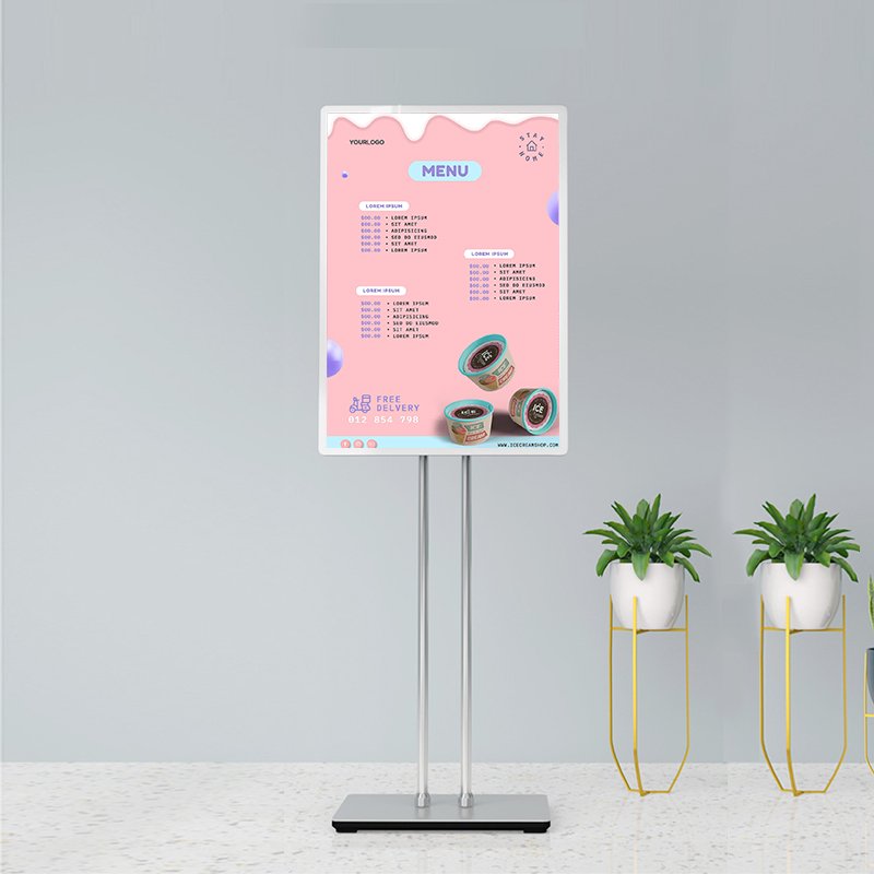 Temper Glass Led Slim Light Box For Restaurant Coffee Shop Custom Size Ultra Thin Aluminum Snap Frame Menu Display Board