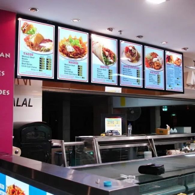 Custom hanging mount Restaurant menu acrylic panel commercial menu board display Restaurant Advertising light box