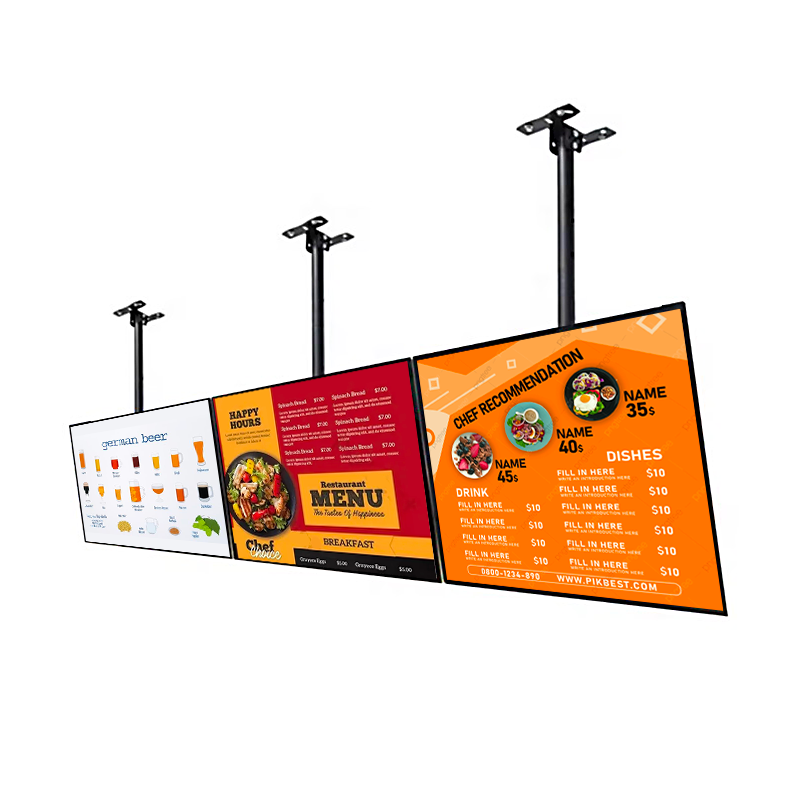 Wall mounted super thin TFT Screen 55 65inch LCD Advertising Display Digital Signage Menu Board for restaurant