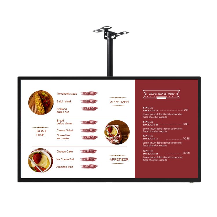 43 55 inch polegadas 700 nits alto brilho super fino 1080P HD loja kfc fast food digital menu board restaurante kfc fast food
