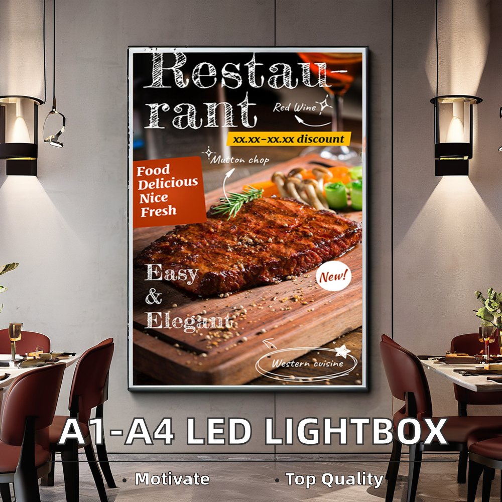 Custom Wall Mounted A1 A2 A3 A4 Advertising Lightbox 12v Power Rectangular Aluminum Frame Acrylic Cinema LED Movie Posters