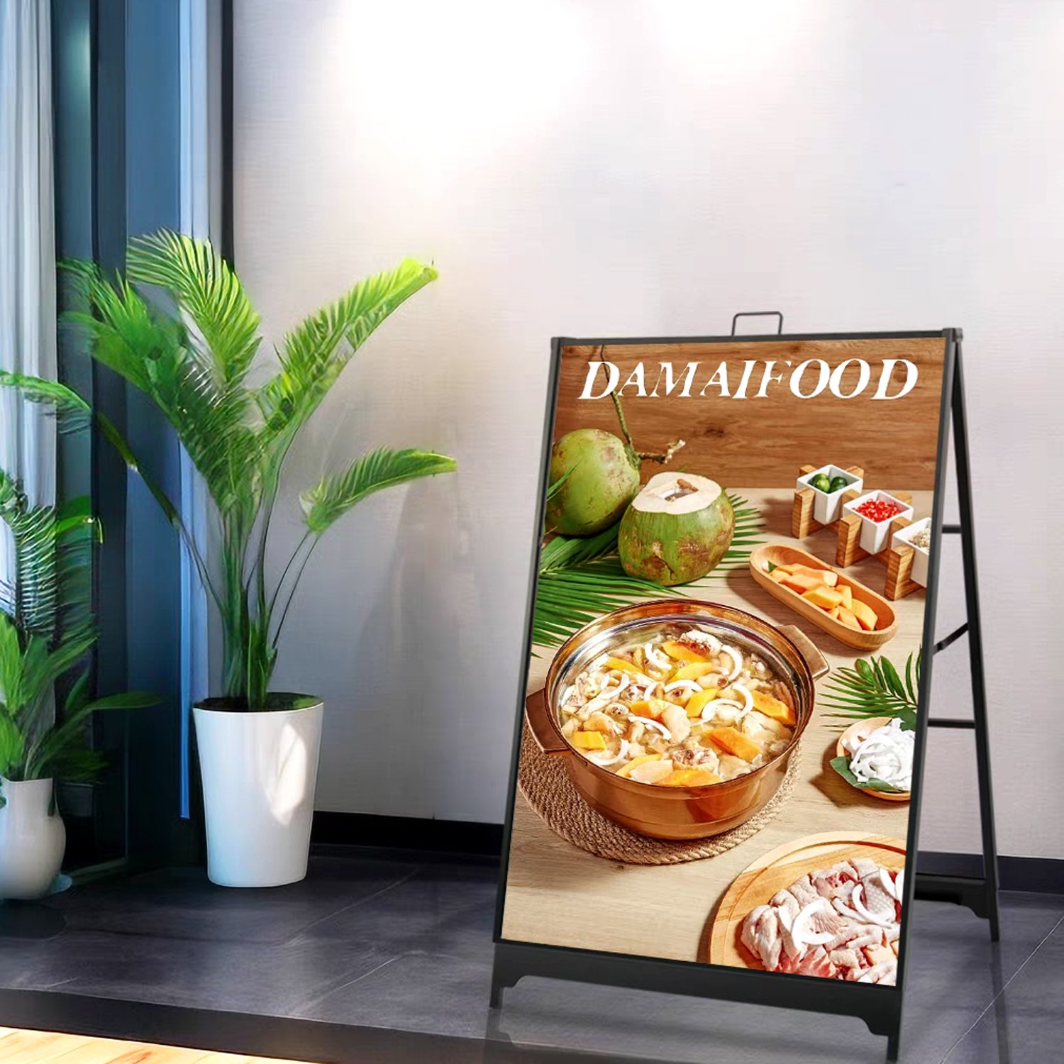 Outdoor windproof double-sided standing sign folding floor-standing poster advertising display board
