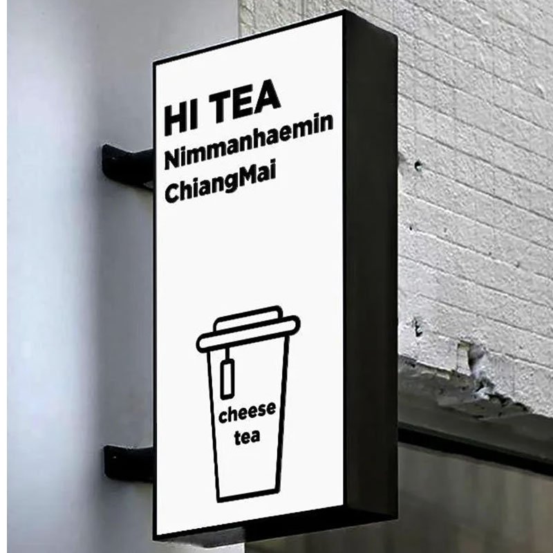 China factory outdoor waterproof double sided LED advertising light box with wall mounted bracket street blade display
