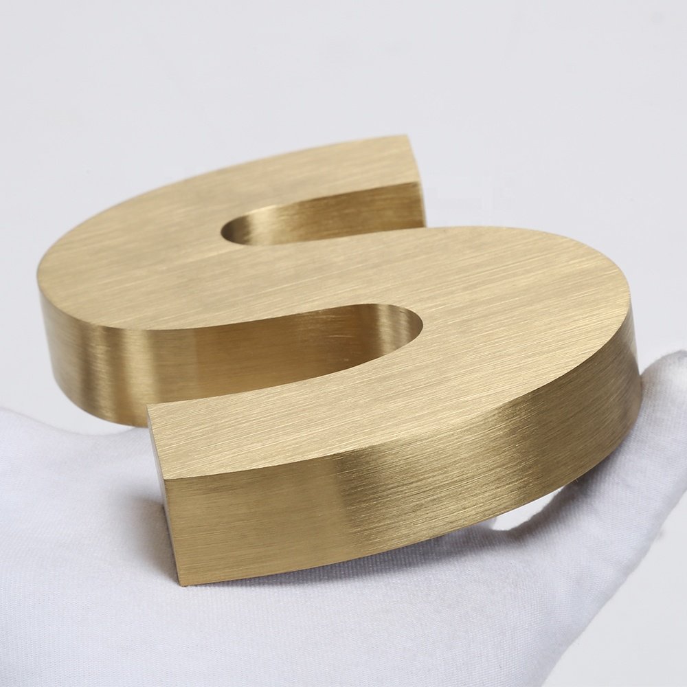 Metal letter sign 3d signage stainless steel gold business sign custom 3d logo led light up letter indoor sign for business
