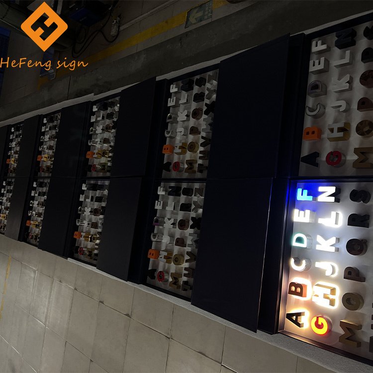 Factory In Stock Portable 3d Stainless Steel Business Signage Channel Letters Sample Board Box
