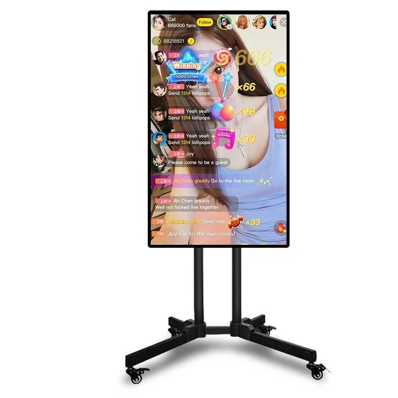 32 43 50 55 65 inch Facebook fan interactive wireless big screen video streaming stand live broadcast equipment